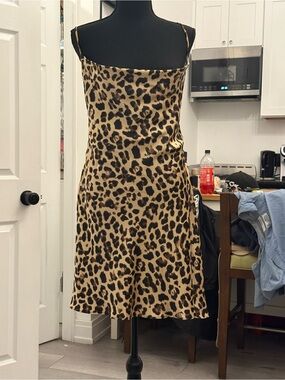 Zara Leopard Slip Dress - Tan & Black
